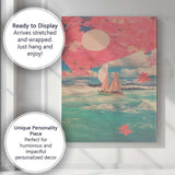 Dreamy Pink Floral Sailboat Ocean Collage Canvas Wall Art Print Decor Picture Ready to Hang