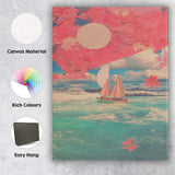 Dreamy Pink Floral Sailboat Ocean Collage Canvas Wall Art Print Decor Picture Ready to Hang