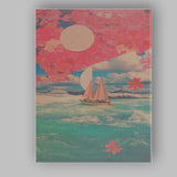 Dreamy Pink Floral Sailboat Ocean Collage Canvas Wall Art Print Decor Picture Ready to Hang
