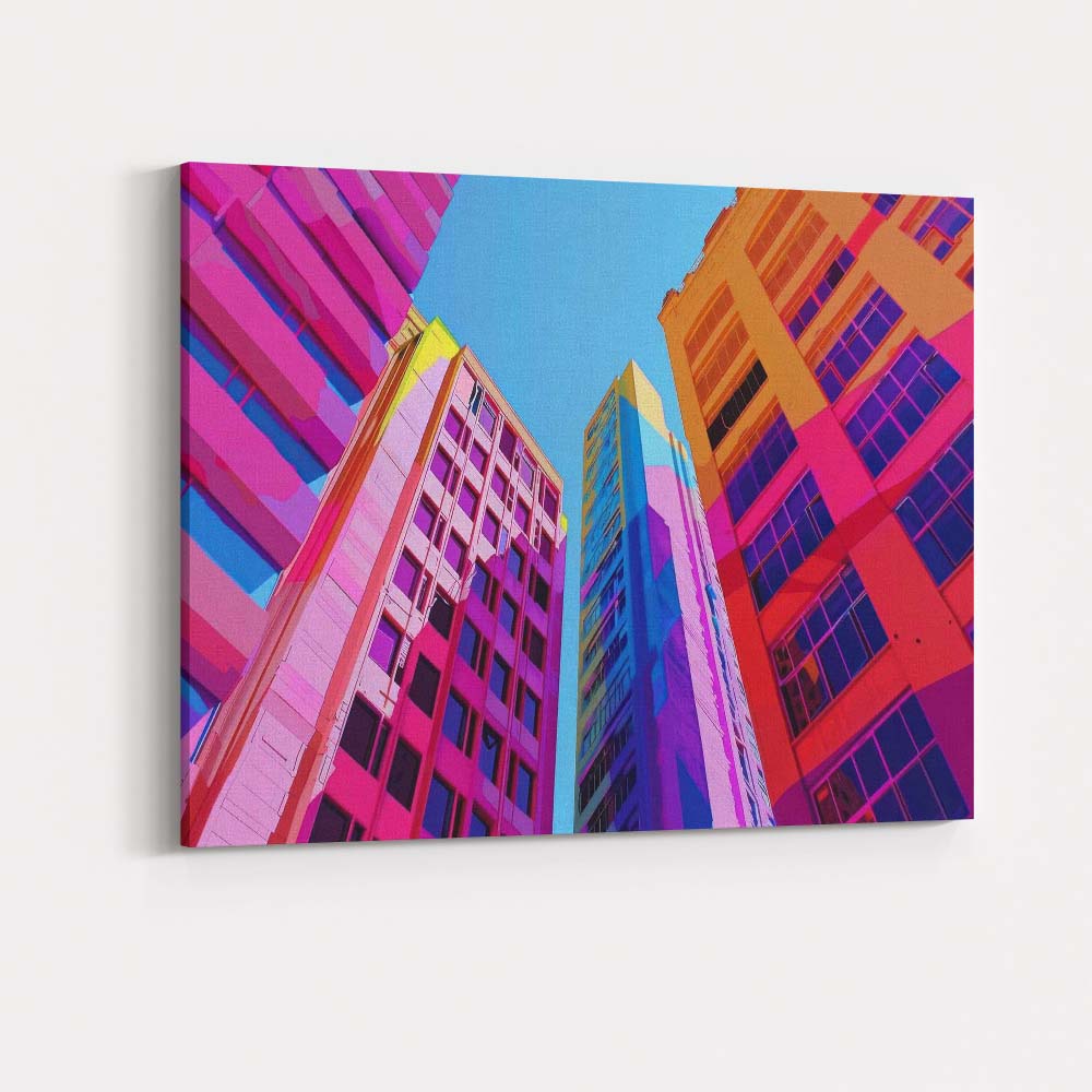 Vibrant Colourful Modern City Skyline Architecture Canvas Wall Art Print Decor Picture Ready to Hang