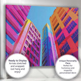 Vibrant Colourful Modern City Skyline Architecture Canvas Wall Art Print Decor Picture Ready to Hang