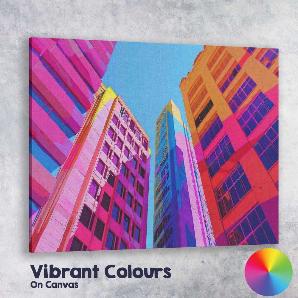 Vibrant Colourful Modern City Skyline Architecture Canvas Wall Art Print Decor Picture Ready to Hang