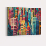 Abstract Colourful Modern City Skyline Geometric Architecture Canvas Wall Art Print Decor Picture Ready to Hang