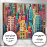 Abstract Colourful Modern City Skyline Geometric Architecture Canvas Wall Art Print Decor Picture Ready to Hang