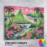 Tropical Pink Lagoon Palm Trees Island Paradise Landscape Canvas Wall Art Print Decor Picture Ready to Hang