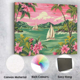 Tropical Sailing Boats Coastal Bay Pink Sunset Landscape Canvas Wall Art Print Decor Picture Ready to Hang