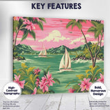 Tropical Sailing Boats Coastal Bay Pink Sunset Landscape Canvas Wall Art Print Decor Picture Ready to Hang