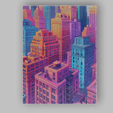 Colourful Modern City Skyline High Rise Buildings Illustration Canvas Wall Art Print Decor Picture Ready to Hang