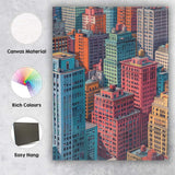 Pastel Metropolitan Skyline High Rise Buildings Cityscape Canvas Wall Art Print Decor Picture Ready to Hang