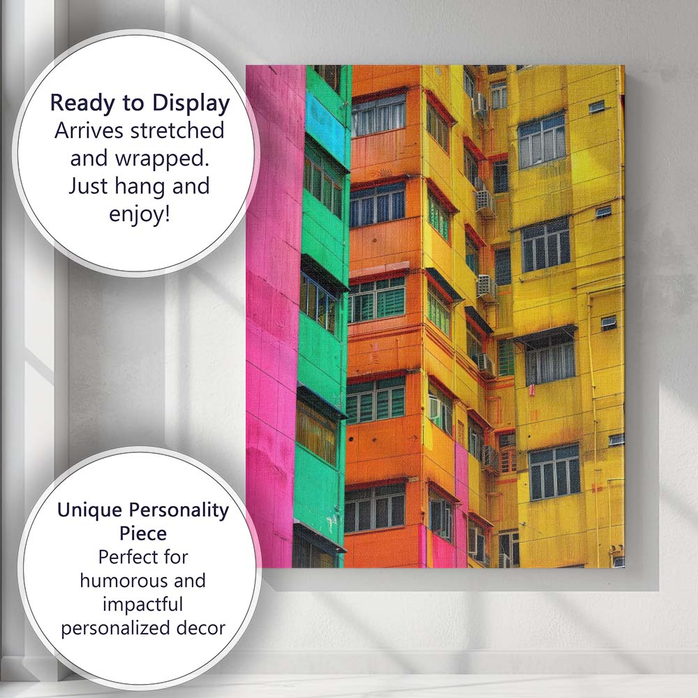 Colourful Contemporary Apartment Buildings Urban Architecture Canvas Wall Art Print Decor Picture Ready to Hang