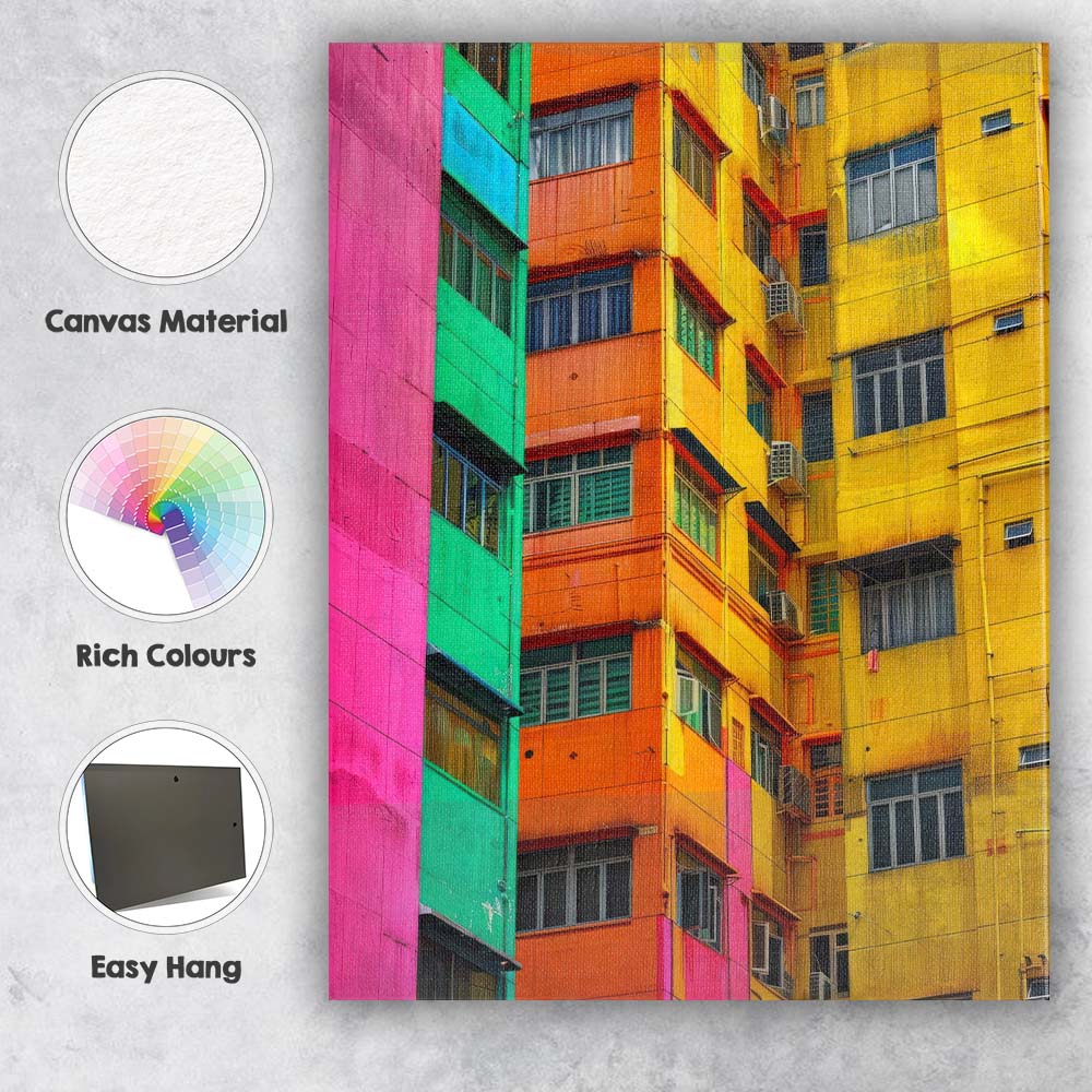 Colourful Contemporary Apartment Buildings Urban Architecture Canvas Wall Art Print Decor Picture Ready to Hang