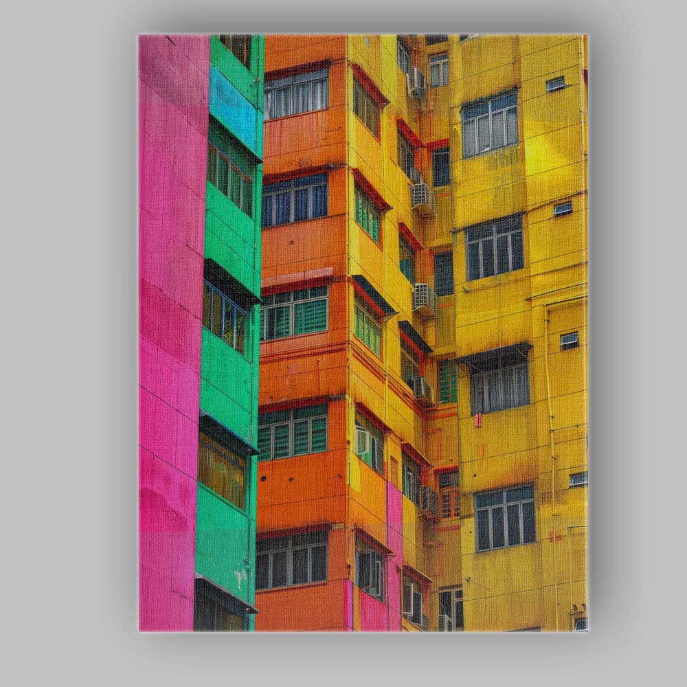 Colourful Contemporary Apartment Buildings Urban Architecture Canvas Wall Art Print Decor Picture Ready to Hang