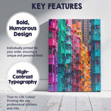 Abstract Neon Hong Kong Apartment Buildings Urban Cityscape Canvas Wall Art Print Decor Picture Ready to Hang