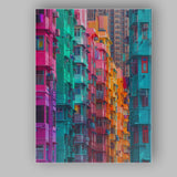 Abstract Neon Hong Kong Apartment Buildings Urban Cityscape Canvas Wall Art Print Decor Picture Ready to Hang