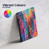 Bright Modern Metropolis Street View Colourful Skyscrapers Canvas Wall Art Print Decor Picture Ready to Hang