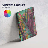 Neon Pop Art Metropolitan Street City Skyline Canvas Wall Art Print Decor Picture Ready to Hang