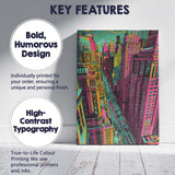 Neon Pop Art Metropolitan Street City Skyline Canvas Wall Art Print Decor Picture Ready to Hang