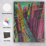 Neon Pop Art Metropolitan Street City Skyline Canvas Wall Art Print Decor Picture Ready to Hang