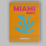 Bold Miami Beach Tropical Typography Coral Silhouette Canvas Wall Art Print Decor Picture Ready to Hang