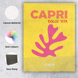Abstract Coral Sea Fan Capri Dolce Vita Italy Travel Poster Canvas Wall Art Print Decor Picture Ready to Hang