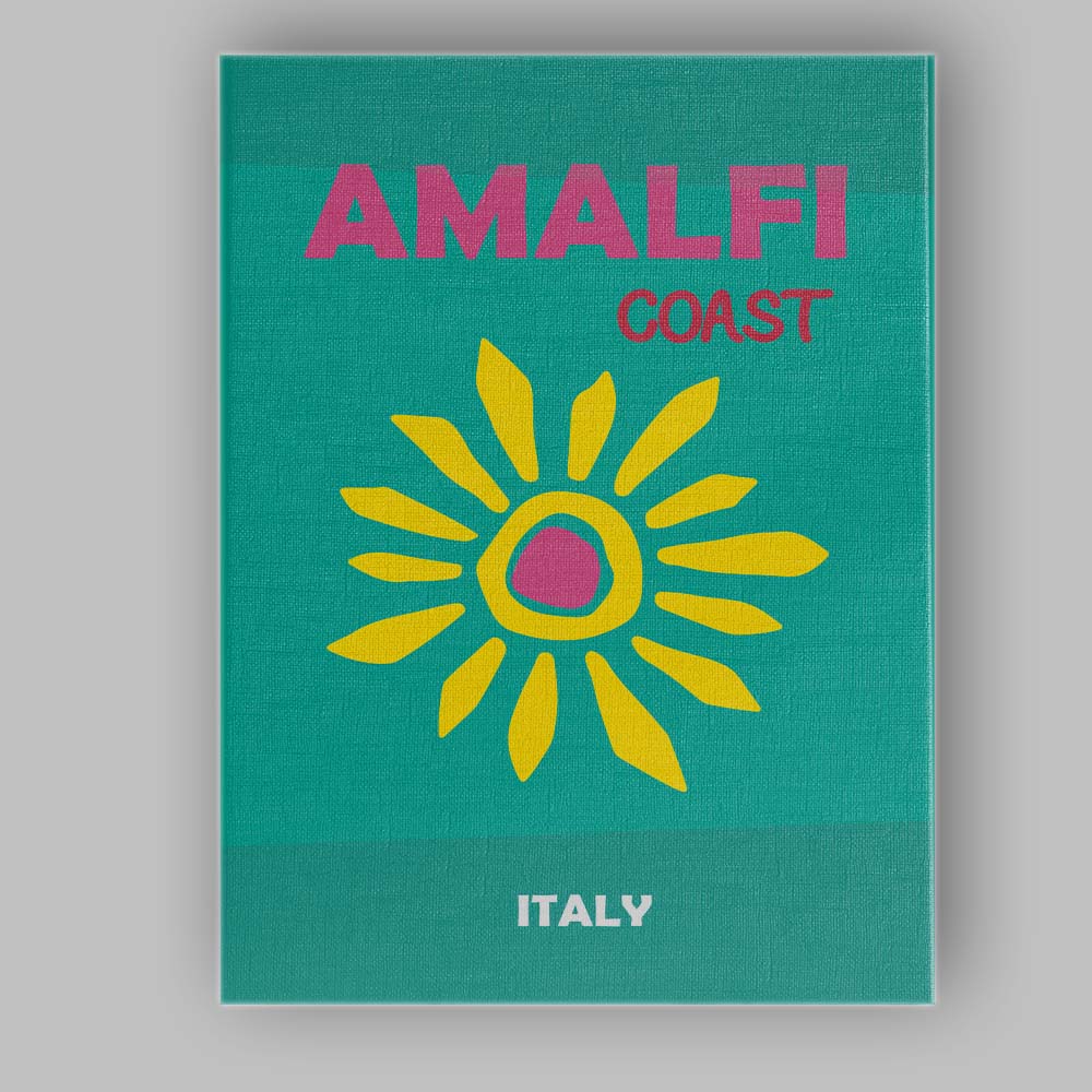 Retro Sunshine Amalfi Coast Italy Travel Poster Canvas Wall Art Print Decor Picture Ready to Hang