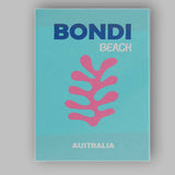 Minimal Pink Coral Bondi Beach Australia Coastal Travel Poster Canvas Wall Art Print Decor Picture Ready to Hang