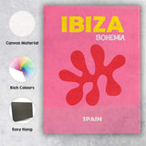 Bold Red Abstract Coral Ibiza Bohemia Spain Travel Poster Canvas Wall Art Print Decor Picture Ready to Hang