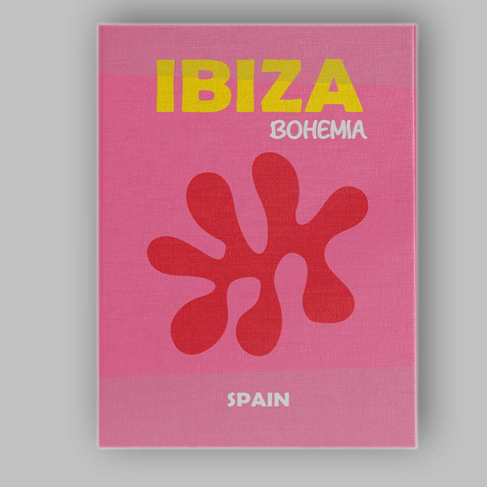 Bold Red Abstract Coral Ibiza Bohemia Spain Travel Poster Canvas Wall Art Print Decor Picture Ready to Hang