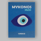 Minimal Evil Eye Mykonos Muse Greece Travel Poster Canvas Wall Art Print Decor Picture Ready to Hang