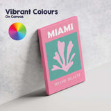 Pink Coral Miami Beach Tropical Coastal Travel Poster Canvas Wall Art Print Decor Picture Ready to Hang