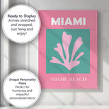 Pink Coral Miami Beach Tropical Coastal Travel Poster Canvas Wall Art Print Decor Picture Ready to Hang