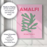 Sage Green Coral Amalfi Positano Italy Travel Poster Canvas Wall Art Print Decor Picture Ready to Hang