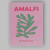 Sage Green Coral Amalfi Positano Italy Travel Poster Canvas Wall Art Print Decor Picture Ready to Hang