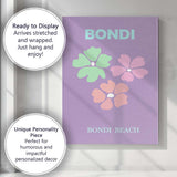Pastel Floral Bondi Beach Australia Retro Travel Poster Canvas Wall Art Print Decor Picture Ready to Hang