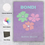 Pastel Floral Bondi Beach Australia Retro Travel Poster Canvas Wall Art Print Decor Picture Ready to Hang