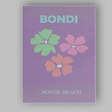 Pastel Floral Bondi Beach Australia Retro Travel Poster Canvas Wall Art Print Decor Picture Ready to Hang
