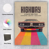 Retro Classic Muscle Car Highway Movie Poster Style Canvas Wall Art Print Decor Picture Ready to Hang