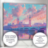 Dreamy London Big Ben Westminster Sunset Cityscape Canvas Wall Art Print Decor Picture Ready to Hang