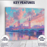 Dreamy London Big Ben Westminster Sunset Cityscape Canvas Wall Art Print Decor Picture Ready to Hang