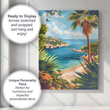 Tropical Palm Beach Turquoise Cove Coastal Landscape Canvas Wall Art Print Decor Picture Ready to Hang