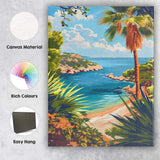 Tropical Palm Beach Turquoise Cove Coastal Landscape Canvas Wall Art Print Decor Picture Ready to Hang
