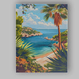 Tropical Palm Beach Turquoise Cove Coastal Landscape Canvas Wall Art Print Decor Picture Ready to Hang