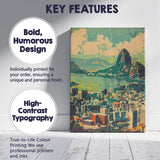 Retro Rio De Janeiro Sugarloaf Mountain Cityscape Travel Poster Canvas Wall Art Print Decor Picture Ready to Hang