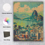 Retro Rio De Janeiro Sugarloaf Mountain Cityscape Travel Poster Canvas Wall Art Print Decor Picture Ready to Hang