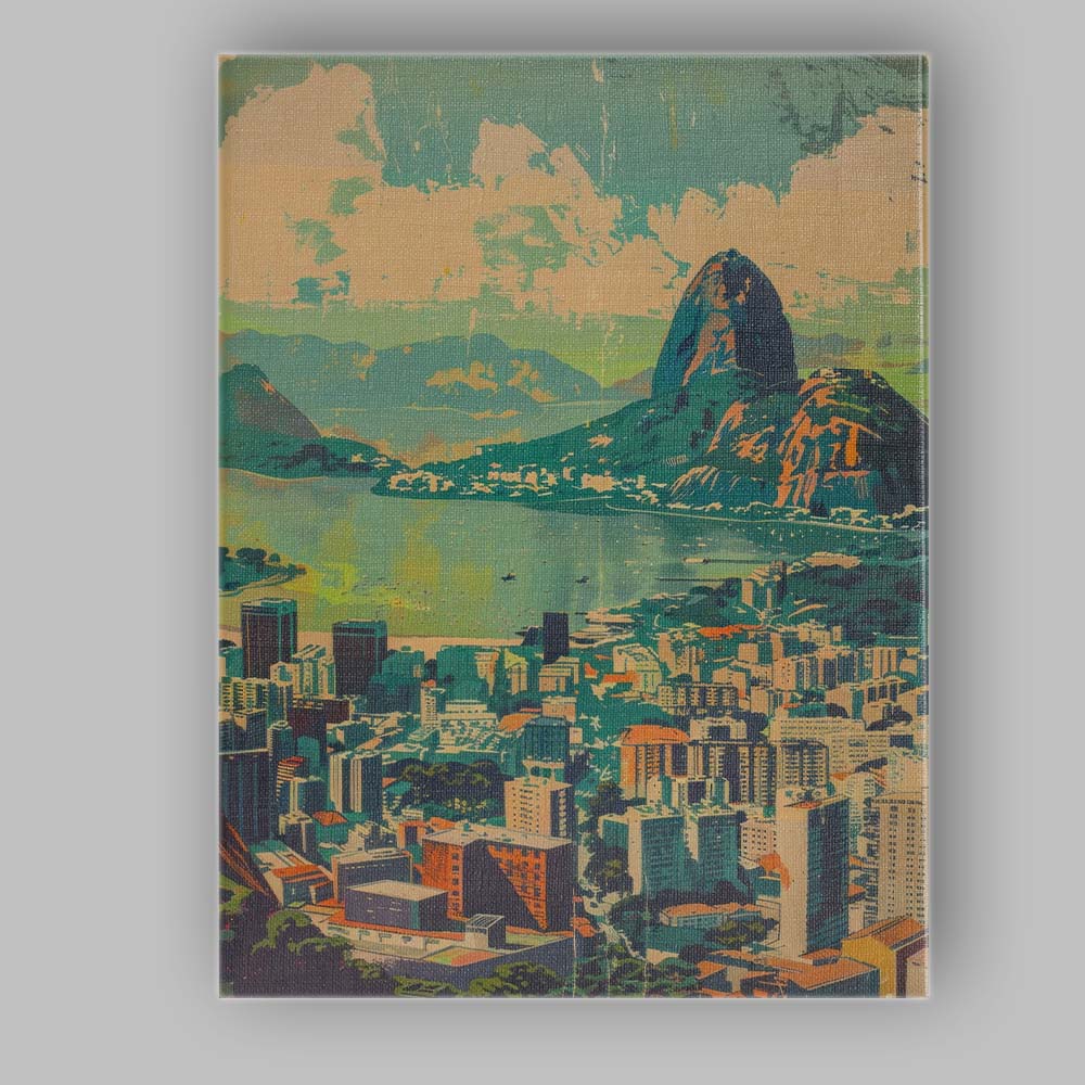 Retro Rio De Janeiro Sugarloaf Mountain Cityscape Travel Poster Canvas Wall Art Print Decor Picture Ready to Hang