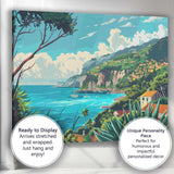 Mediterranean Hillside Village Turquoise Bay Scenic Landscape Canvas Wall Art Print Decor Picture Ready to Hang