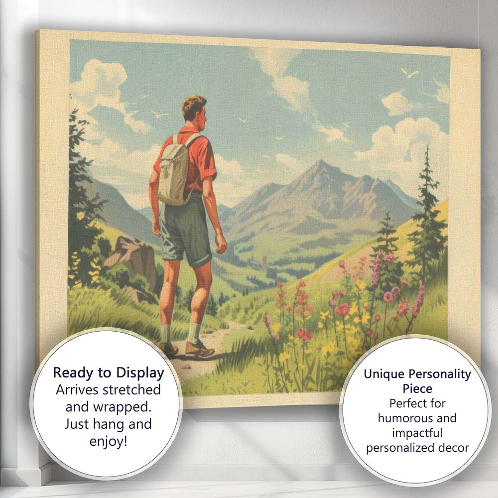 Retro Mountain Hiking Adventure Landscape Travel Poster Canvas Wall Art Print Decor Picture Ready to Hang