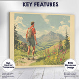 Retro Mountain Hiking Adventure Landscape Travel Poster Canvas Wall Art Print Decor Picture Ready to Hang
