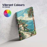 Retro Seaside Villa Palm Garden Coastal View Travel Poster Canvas Wall Art Print Decor Picture Ready to Hang