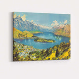 Scenic Queenstown New Zealand Lake Wakatipu Snow Capped Mountains Panorama Travel Poster Canvas Wall Art Print Decor Picture Ready to Hang